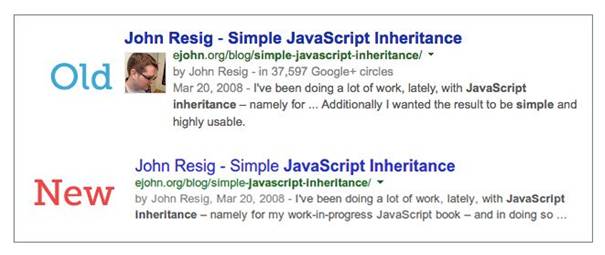old and new google authorship layout